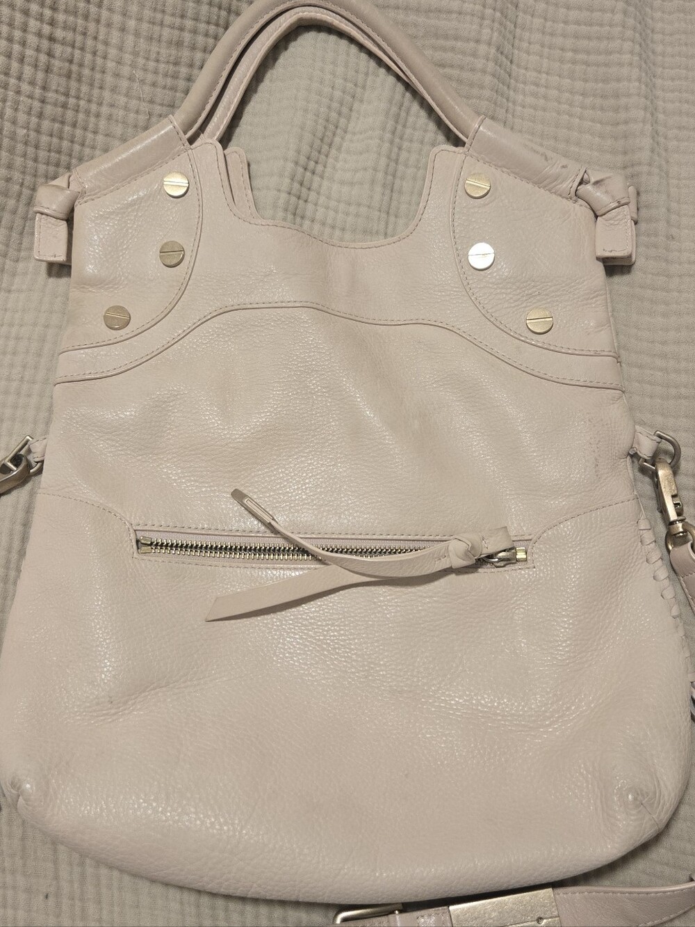 Foley + Corinna Soft Cream Leather Shoulder Bag with Braided Tassel